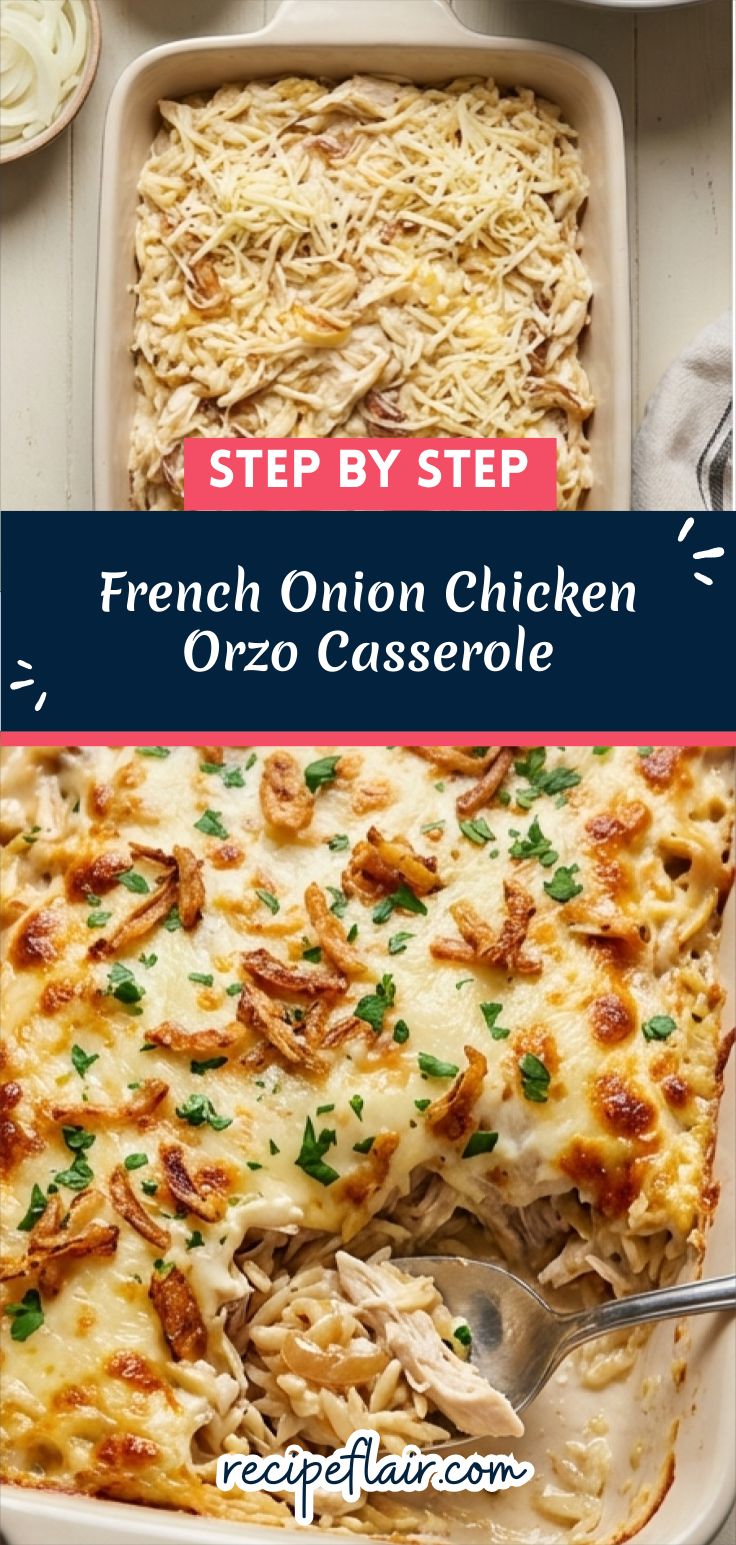 French Onion Chicken Orzo Casserole Recipe