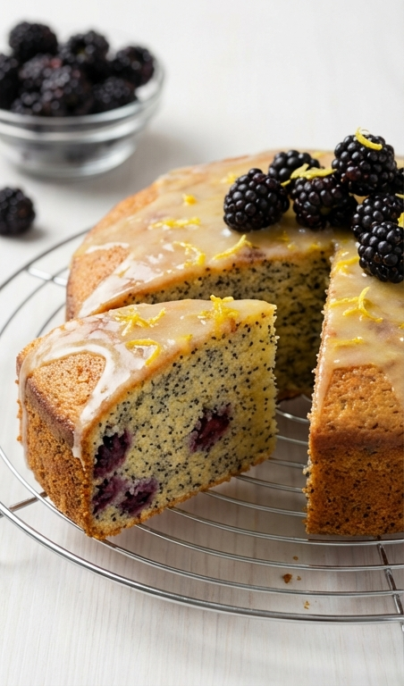 Gluten Free Lemon Poppy Seed Blackberry Cake Recipe for Spring