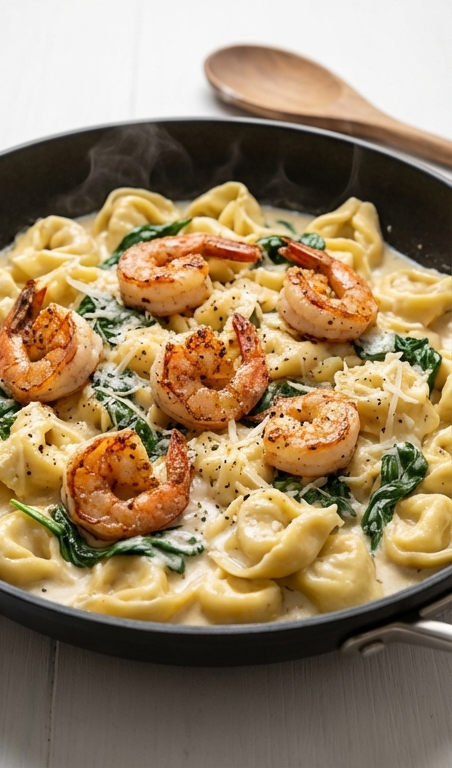 Easy Shrimp Tortellini Recipe with Creamy Garlic Sauce Dinner