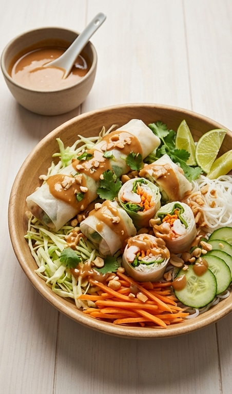 Fresh Spring Roll Salad With Peanut Sauce Recipe for Spring Dinner