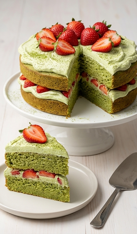 Spring Birthday Cake Recipe: Strawberry Matcha Cake With Whipped Cream