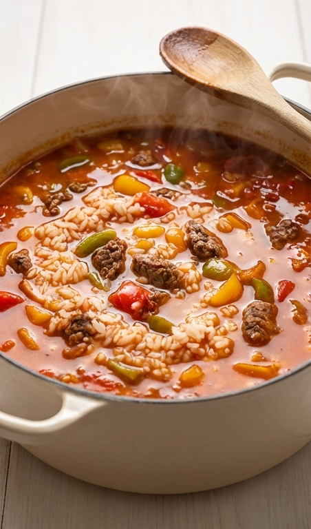 Cozy Stuffed Peppers Soup Recipe with Ground Beef for Families