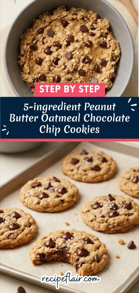 5-ingredient Peanut Butter Oatmeal Chocolate Chip Cookies Recipe