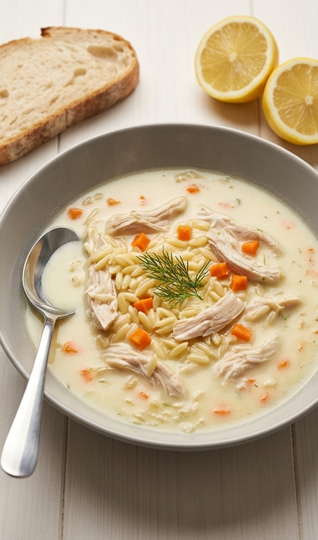 Cozy Spring Soup Recipe: Greek Lemon Chicken Avgolemono Delight