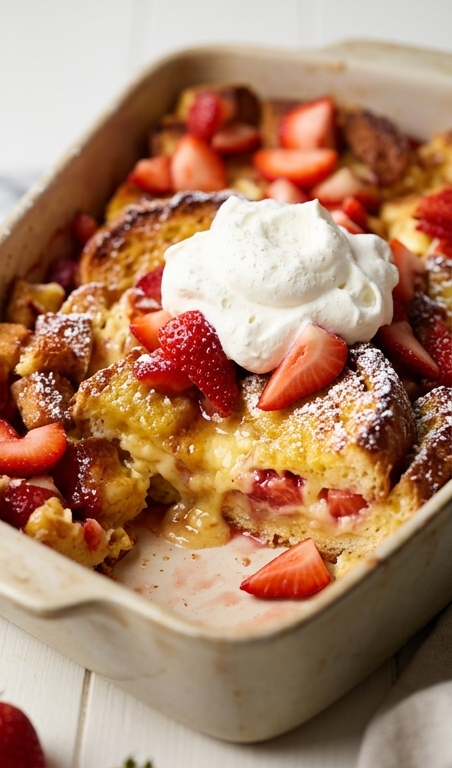 Easy Baked Strawberries and Cream French Toast Recipe