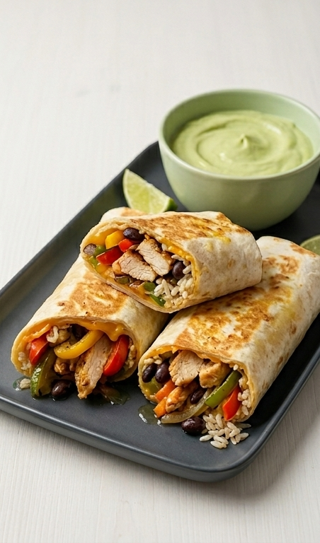 Chicken-Fajita-Wraps-with-Creamy-Avocado-Dip-pin1