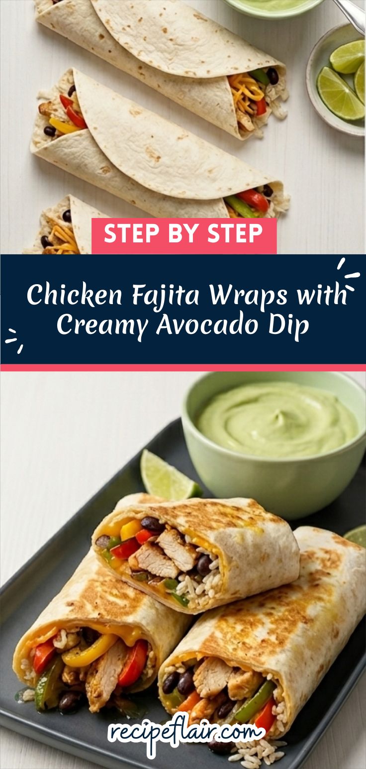 Chicken Fajita Wraps with Creamy Avocado Dip