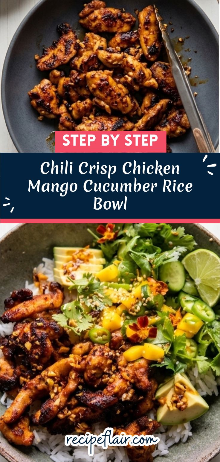 Chili Crisp Chicken Mango Cucumber Rice Bowl