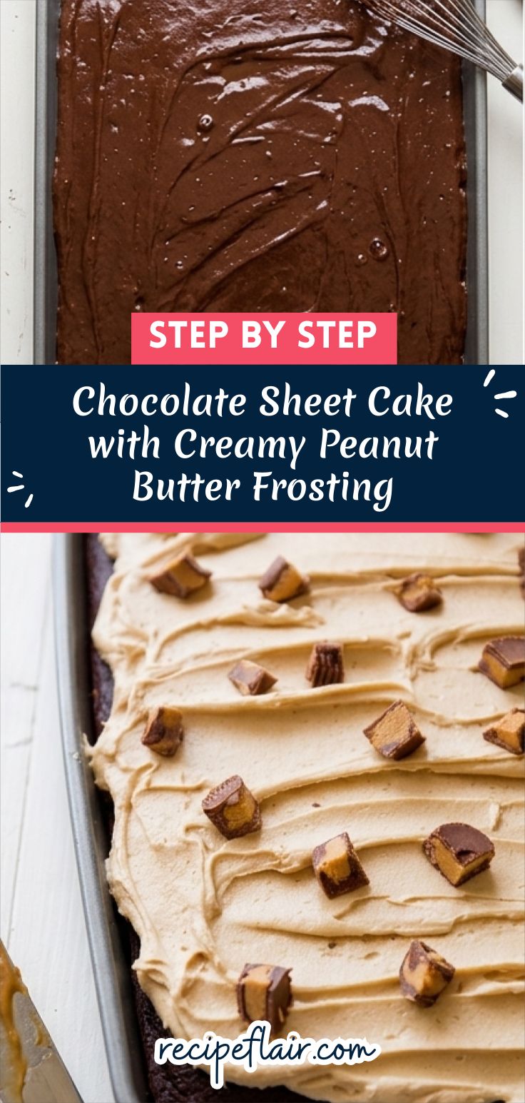 Chocolate Sheet Cake with Creamy Peanut Butter Frosting