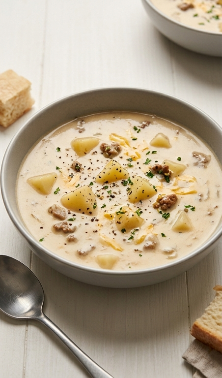 Creamy Potato & Hamburger Soup Recipe: Cozy Ground Beef Favorite