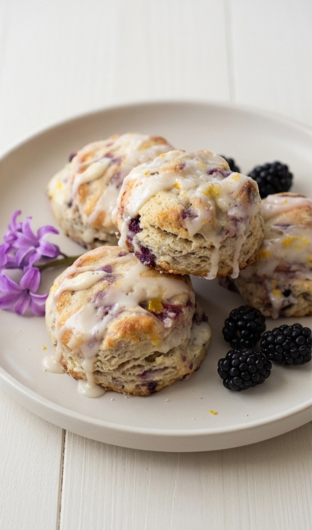 Earl Grey Blackberry Scones Recipe With Lemon Glaze for Spring
