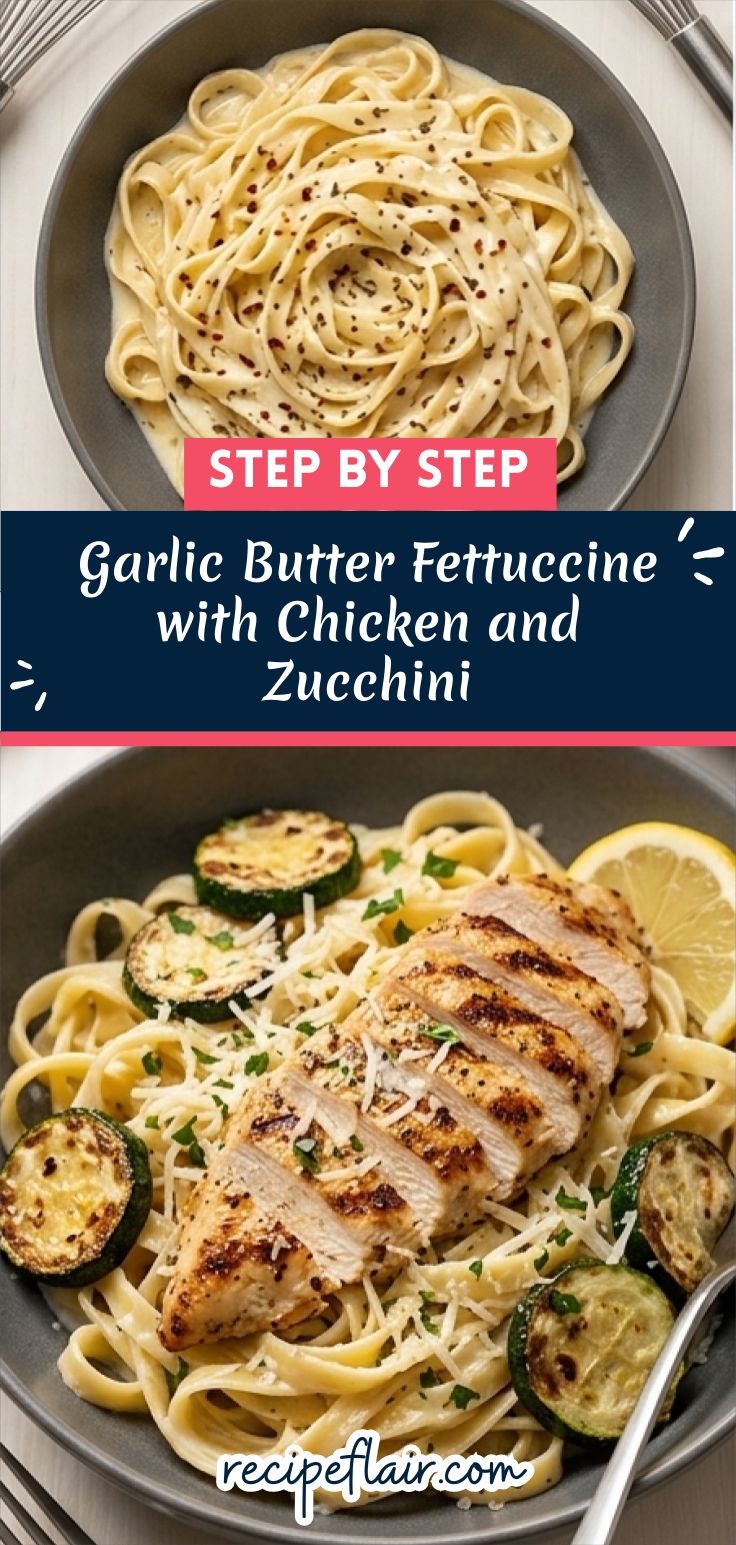 Garlic Butter Fettuccine with Chicken and Zucchini
