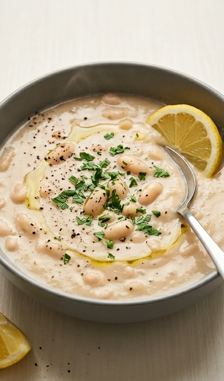 Easy Greek White Bean Soup Recipe with Garlic & Lemon for Spring