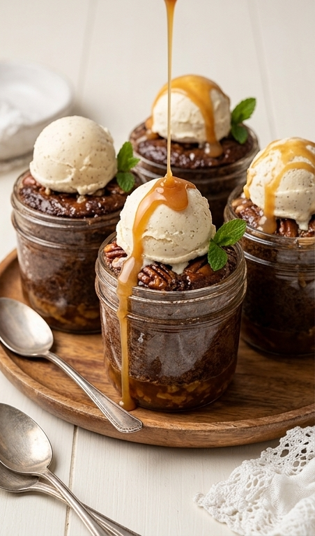 Kentucky-Derby-Mini-Chocolate-Pecan-Cakes-with-Vanilla-Bourbon-Smash-Ice-Cream--pin1
