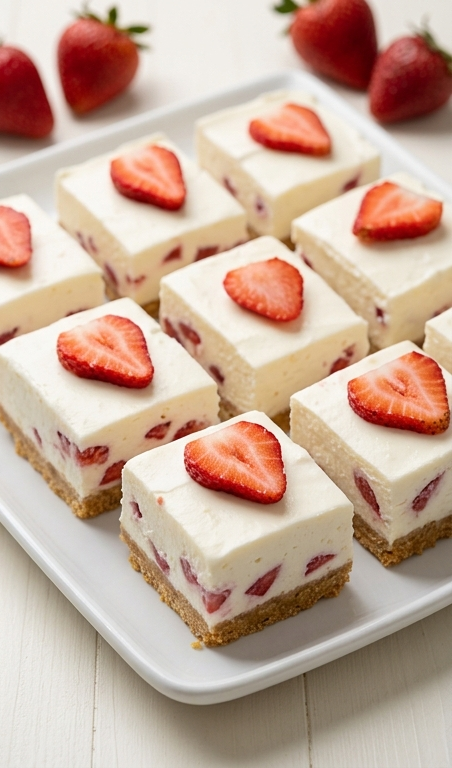 No-Bake Strawberry Cheesecake Bars Recipe – Easy Strawberry Dessert