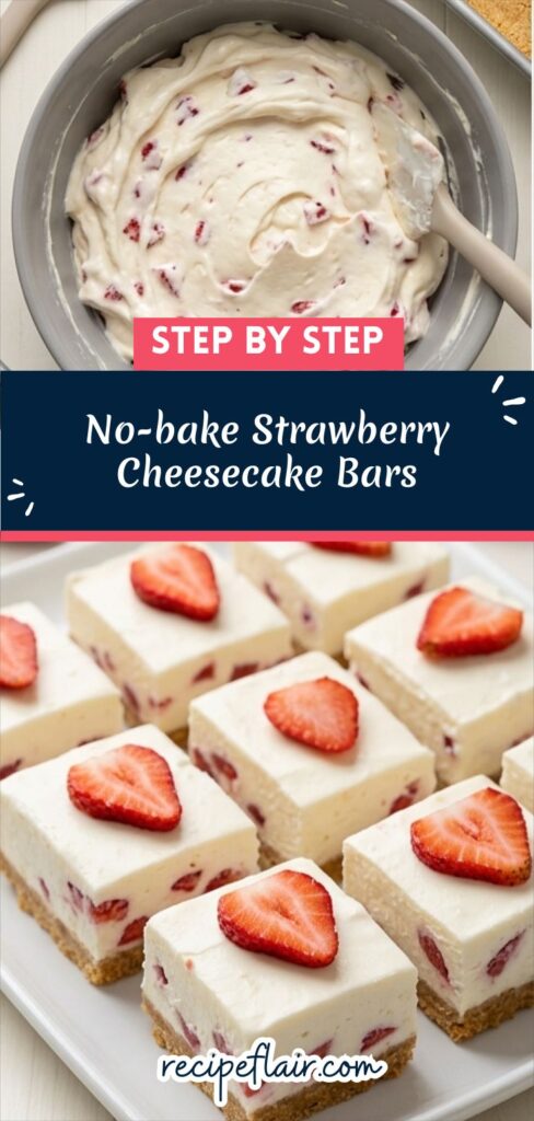 No-bake Strawberry Cheesecake Bars Recipe