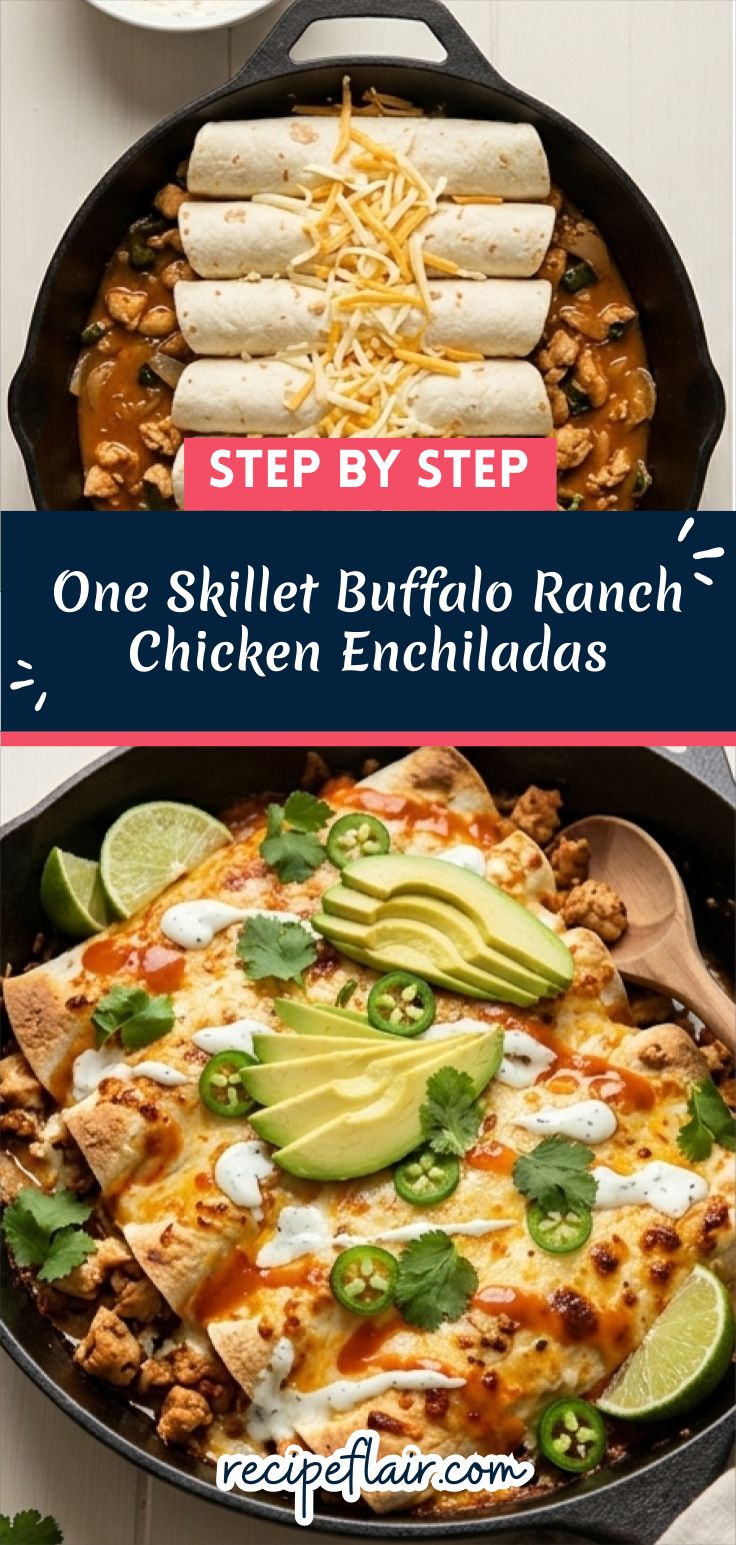 One Skillet Buffalo Ranch Chicken Enchiladas