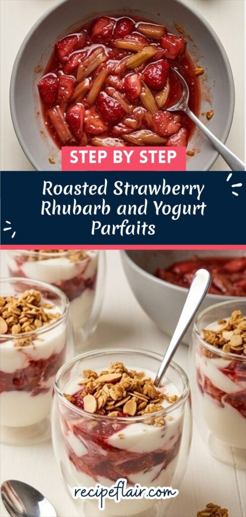 Roasted Strawberry Rhubarb and Yogurt Parfaits