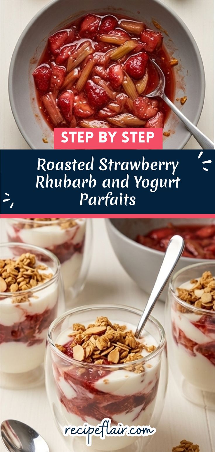 Roasted Strawberry Rhubarb and Yogurt Parfaits