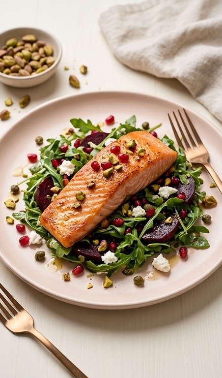 Salmon--Beet--and-Arugula-Salad-with-Pistachios-and-Pomegranates-pin1