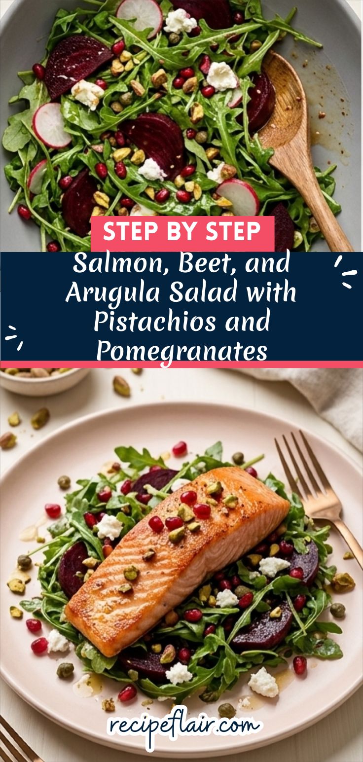 Salmon, Beet, and Arugula Salad with Pistachios and Pomegranates