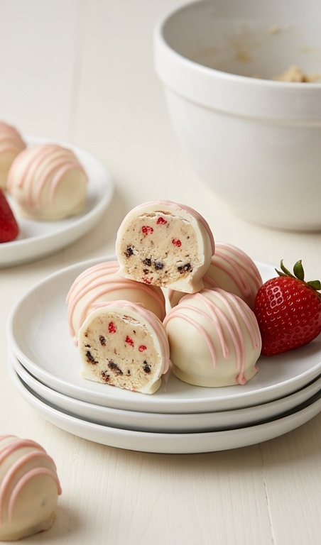 Spring Baking Strawberry Shortcake Truffles Recipe with Oreos