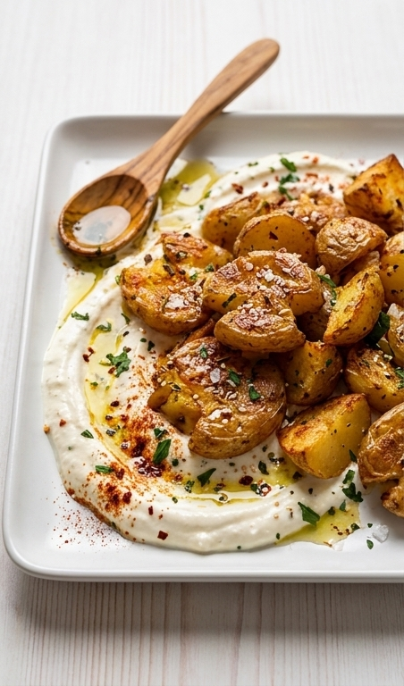 Crispy-Oregano-Roasted-Potatoes-with-Creamy-Feta-Sauce-pin1