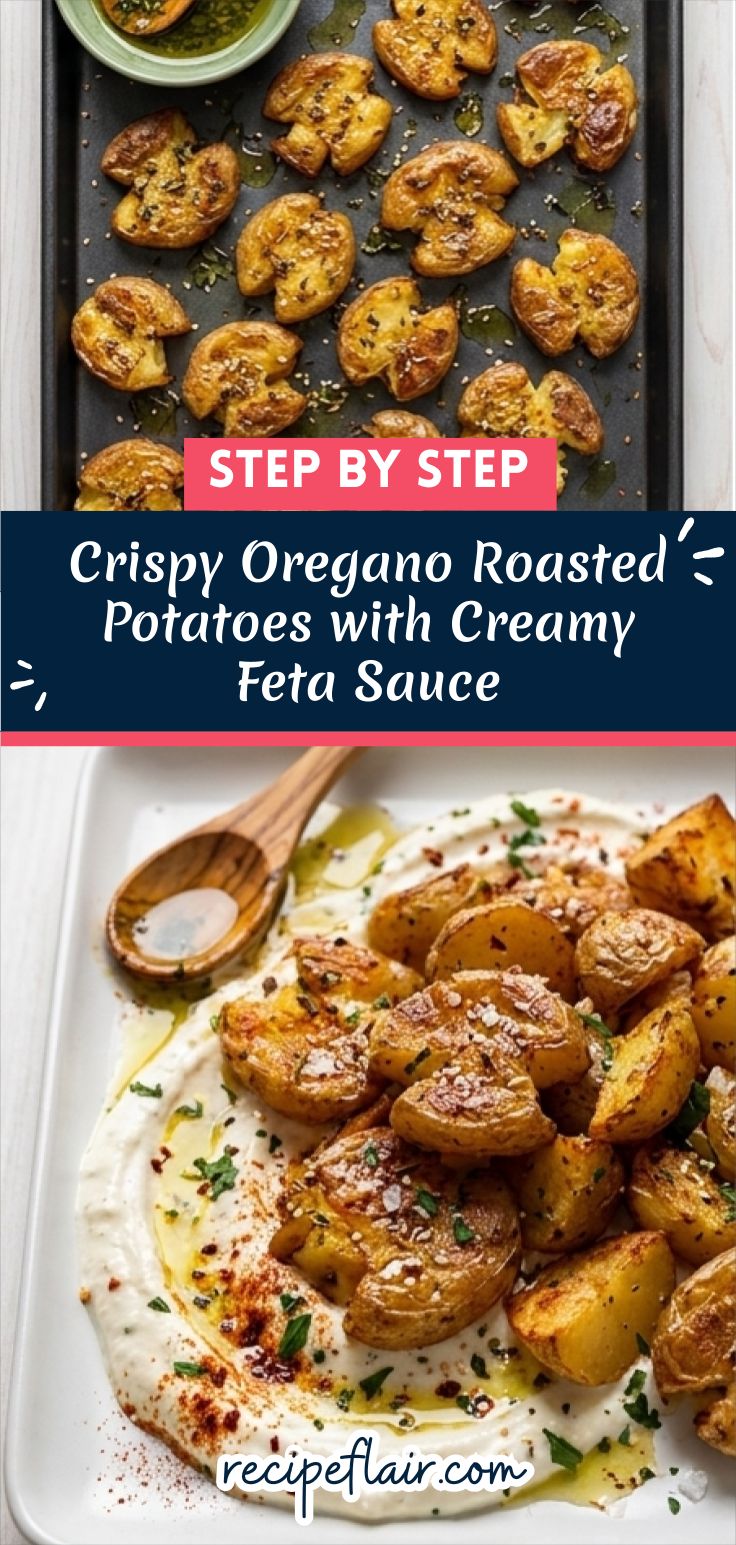 Crispy Oregano Roasted Potatoes with Creamy Feta Sauce