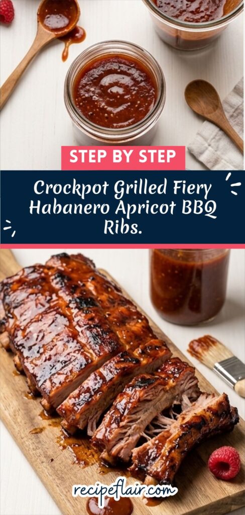 Crockpot Grilled Fiery Habanero Apricot BBQ Ribs.