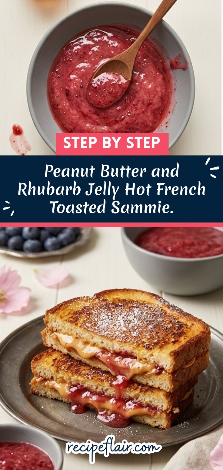Peanut Butter and Rhubarb Jelly Hot French Toasted Sammie.