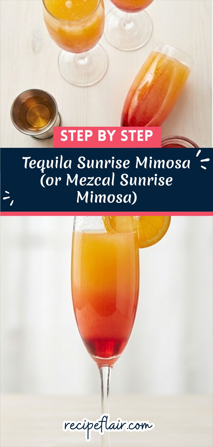 Tequila Sunrise Mimosa (or Mezcal Sunrise Mimosa)